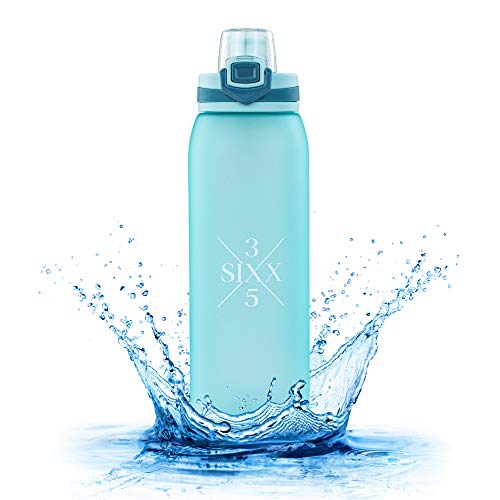 3SIXX5 Botella de agua de Tritán sin BPA, antigoteo, 1 apertura de clic, botella de agua para niños, deportes, bicicleta, fitness, senderismo, exterior y oficina