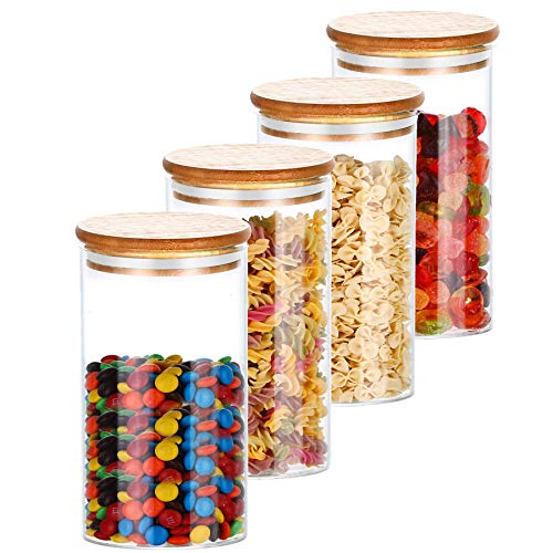 4 Botes de Cristal de Cocina con Tapa de Bambu - Hermeticos - Con 4 Juntas de Repuesto - Aptos para Lavavajillas 4 Botes de Cristal de Cocina con Tapa de Bambu - Hermeticos - Con 4 Juntas de Repuesto - Aptos para Lavavajillas