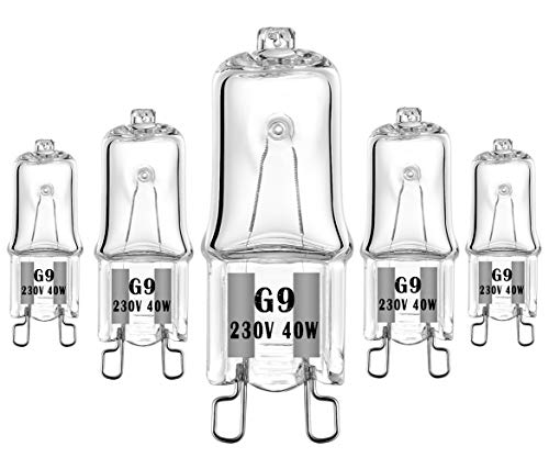 40W Especial Lámpara halógena G9 230V Para aplicaciones de horno y microondas 300℃ Bombillas resistentes al calor paquete de 5
