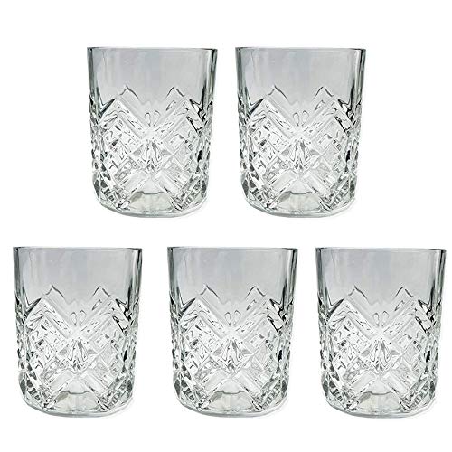 5 Vasos Cristal Vidrio 250cl para Licores Licorera Decantador Whisky Vintage Set Vaso Coñac Brandy Tallado Jarra Licor Diseño Clasica Transparente Vino Vozka Chupitos Botellas Regalo Decoracion