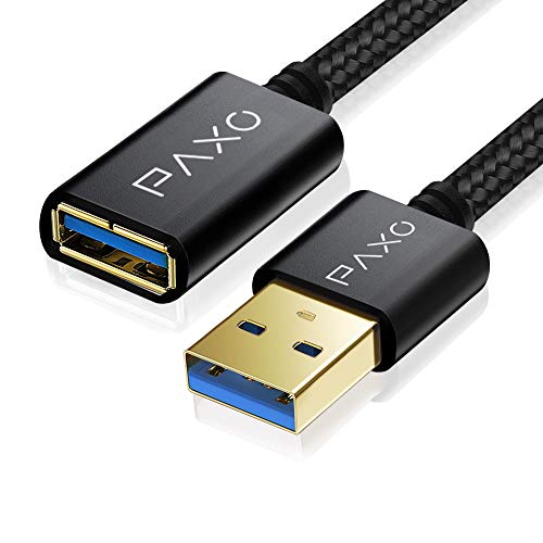 5m Nylon USB 3.0 extensión Negra, Cable de extensión A-A, Enchufe de Aluminio, Funda de Tela
