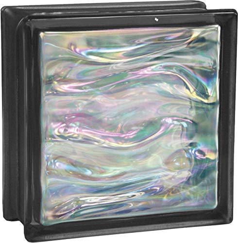 6 pieza BM bloques de vidrio AGUA perla negro bloque de vidrio brillante 19x19x8 cm