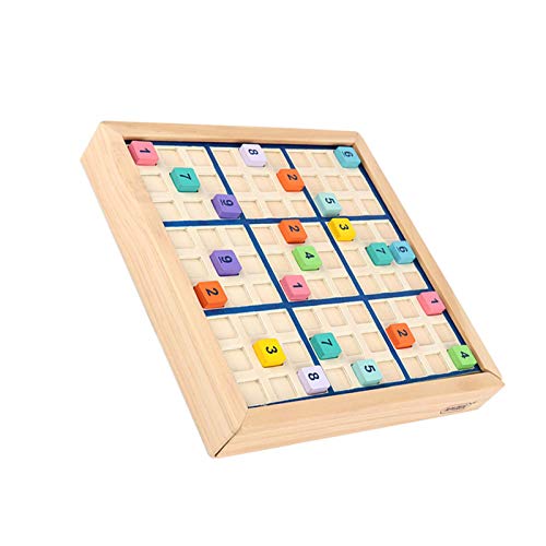 A/B Sudoku de Madera para niños, Rompecabezas de números de Juegos de Mesa de Sudoku con cajón, Juguete Educativo Inteligente para Juegos de Mesa de Madera, 8.86x8.86x1.38 Pulgadas