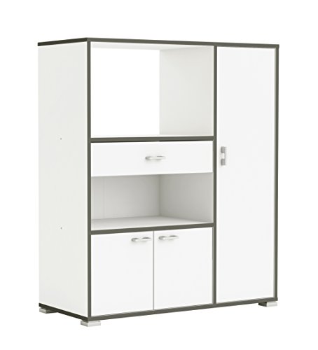 Abitti Mueble Auxiliar para Cocina con Tres Puertas y un Cajon Color Blanco y perfiles Gris 107x90X40cm