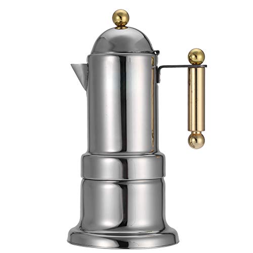 Acero Inoxidable 4 Tazas Stovetop Cafetera de Café Espresso Durable Moka Pot con Válvula de Seguridad