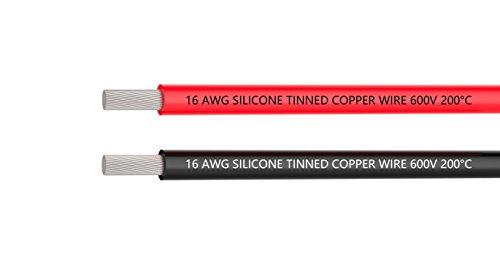 Alambres eléctr 16 AWG Cable de alambre de gancho de alambre de silicona de calibre 16 [3 m negro y 3 m rojo] - suave y Flexible 252 hilos de alambre de cobre estañado alta resistencia a la temperatur