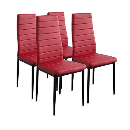 Albatros 2704 Milano Set de 4 sillas de Comedor, Rojo