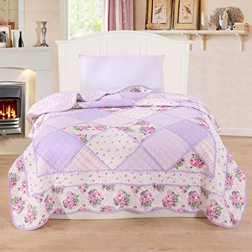 Alicemall - Colcha de verano para cama individual con diseño tipo patchwork 150 * 200 cm, algodón, Pattern 3, suelto Alicemall - Colcha de verano para cama individual con diseño tipo patchwork 150 * 200 cm, algodón, Pattern 3, suelto