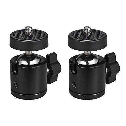 Andoer 2 cabezales de bola giratorios de 360 grados con rosca de 1/4" para soporte de luz LED para cámara DLSR