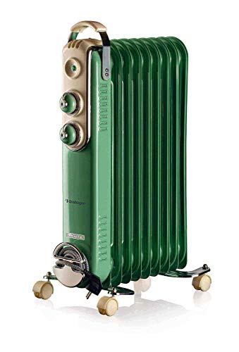 Ariete 838 - Radiador de aceite vintage con 9 elementos calefactores, 3 niveles de potencia, asa para fácil transporte, máx. 2000 W, color verde