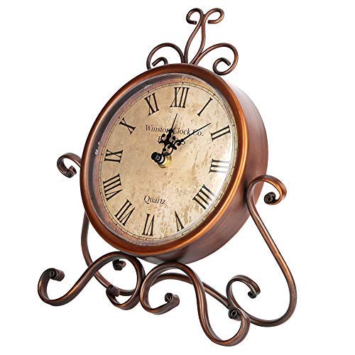 AUNMAS Hierro Arte Escritorio Reloj Hogar Retro Vintage Reloj Mute Reloj de cabecera Antiguo Craft Escritorio Ornamento Decoración del Hogar