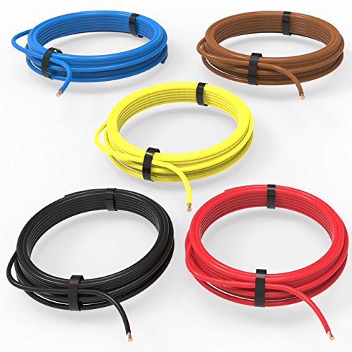 AUPROTEC Cable unipolar 5X 10m 2.5 mm² FLRY-B Hilo eléctrico en Anillo: Set 5 Colores a 10m