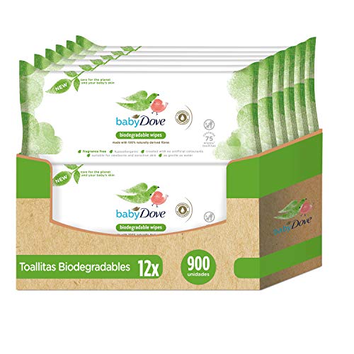 Baby Dove Toallitas Húmedas para bebés biodegradables - Pack de 12 x 75 (Total: 900 toallitas)
