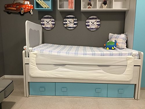 Barrera de cama para bebé, 90 x 66 cm. Modelo Blanco.Valido para piecero y cabecero