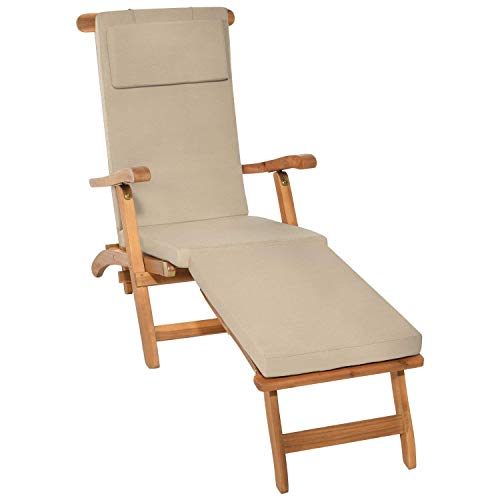 Beautissu Cojín - colchoneta LoftLux DC 175x45x5cm para Tumbona Hamaca de jardín y Playa - Desenfundable - Natural Beautissu Cojín - colchoneta LoftLux DC 175x45x5cm para Tumbona Hamaca de jardín y Playa - Desenfundable - Natural