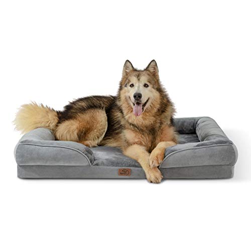 Bedsure Cama Perro Ortopédica XL - Sofá Perro Viscoelastica y Lavable, Colchon Perro con Funda Desenfundable y Forro Impermeable, Gris,107x82x18cm