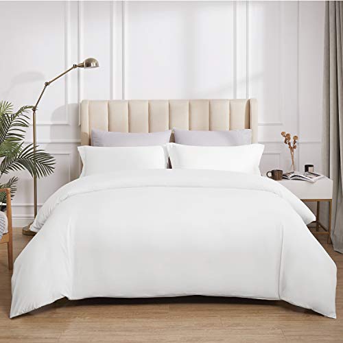 Bedsure Funda Nordica Cama 150/135 Blanca - Juego de Funda Edredón 150x200 con 2 Fundas de Almohada 40x75cm de Microfibra Reversible y Suave, 220x230 cm