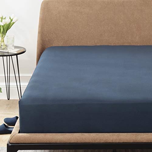 Bedsure Sabanas Bajeras 150x200 Ajustables - Bajera Cama 150 Barata Cómoda Cómoda, Sabanas 150x190/200 Colchon 30 cm de Microfibra Cepillada Suave, Azul Marino