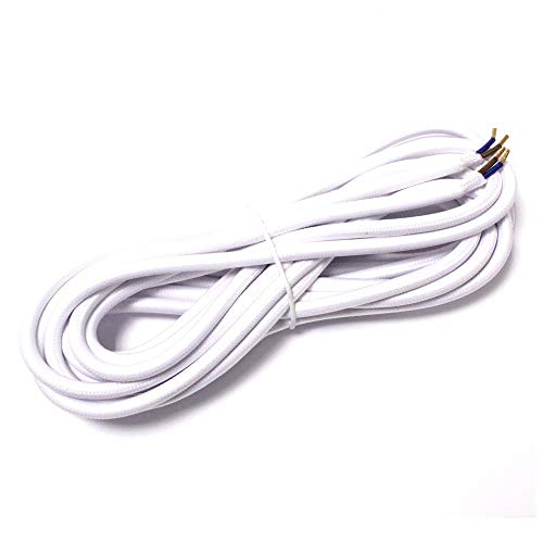 BeMatik - Cable eléctrico decorativo de tela 5m 2x0.75mm de color blanco