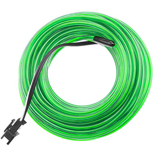 BeMatik - Cable electroluminiscente verde fuerte de 2.3mm en bobina 5m con pilas