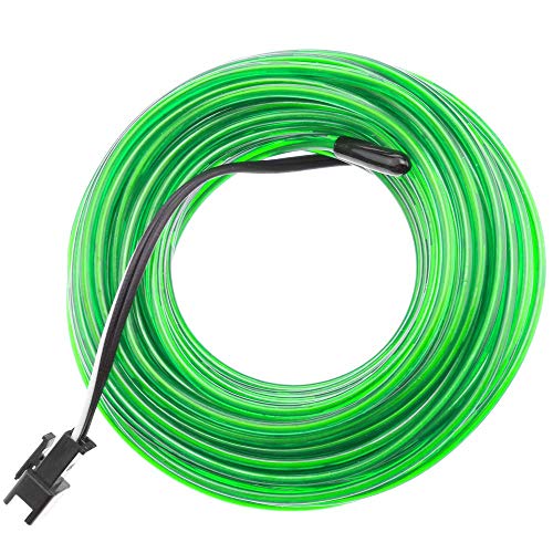 BeMatik - Cable electroluminiscente verde suave de 2.3mm en bobina 5m con pilas