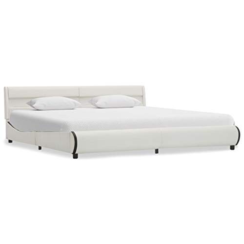 Benkeg Estructura De Cama con Led De Cuero Sintético Blanco 180X200 Cm, Estructura De Cama Clásica De Dormitorio Estructura De Cama Matrimonio Benkeg Estructura De Cama con Led De Cuero Sintético Blanco 180X200 Cm, Estructura De Cama Clásica De Dormitorio Estructura De Cama Matrimonio