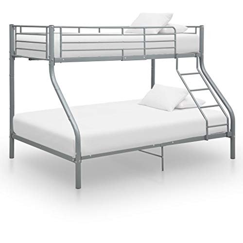 Benkeg Estructura de litera de Metal Gris 140x200 cm/90x200 cm para habitación, Matrimonio, Cama clásica de Dormitorio Estructura de Cama Matrimonio