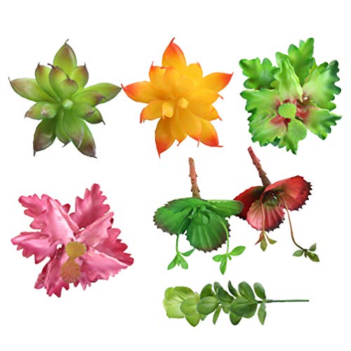 BESPORTBLE 7 Unids Flor Suculenta Artificial Realista DIY Flocado Cabeza de Flor Plástico Bonsai Simulación de Flores Modelo de Cactus Planta Falsa para Decoración de Fiesta en Casa