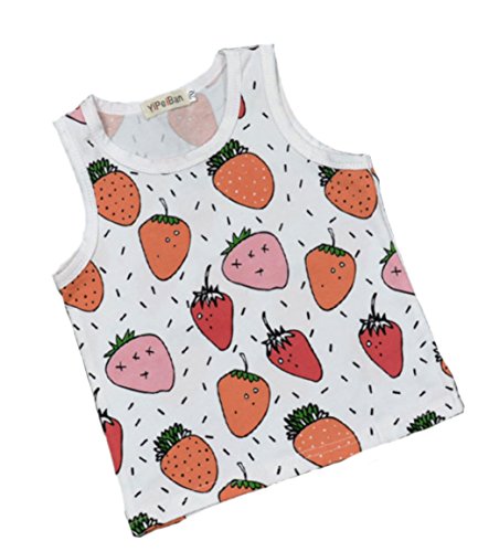 BigBuy Verano bebé Frutas Impreso algodón Tank Tops Camisetas para 0 – 4 años de Edad - Rojo -