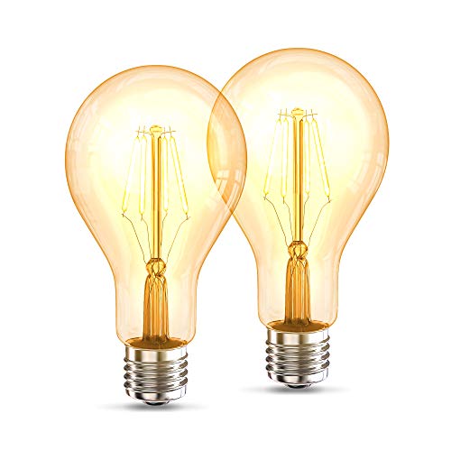 B.K.Licht 2er Set A75 Edison Vintage Bulb I E27 4W 2200K 320lm I Blanco cálido I Bombilla LED I Bombilla retro I Filamento