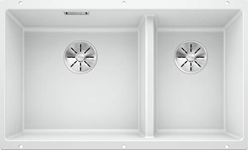 BLANCO SUBLINE 430/270-U – Fregadero Doble de Montaje Bajo Encimera para Armarios Bajos de 80 cm de Ancho – De SILGRANIT – Blanco – 523155 BLANCO SUBLINE 430/270-U – Fregadero Doble de Montaje Bajo Encimera para Armarios Bajos de 80 cm de Ancho – De SILGRANIT – Blanco – 523155