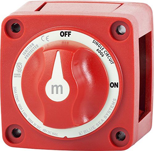 Blue Sea Systems M-Series Mini interruptor de batería de encendido y apagado con perilla, rojo, 2-7/8" x 2-7/8" (6006)