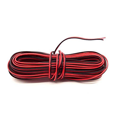 BlueXP Cable de extensión de 10 m, 2 núcleos, color negro, rojo, 12 V, 0,5 mm, cable de extensión para coche, tira de audio electrónico, cableado interno de cable de altavoz