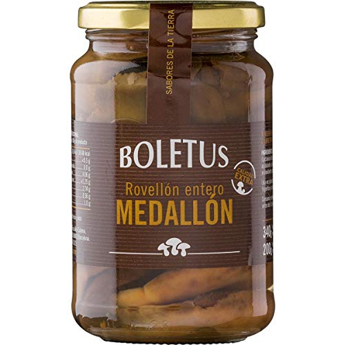 Boletus- Rovellón Silvestre (Lactarius Deliciosus)- Medallon Entero - Al Natural - Ideal para Mejorar Tus Comidas- 340 Gramos