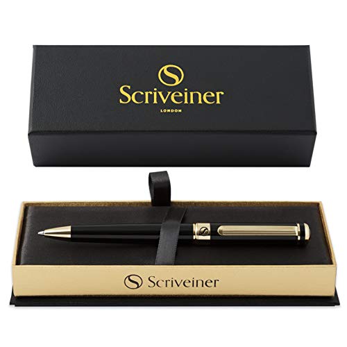 Bolígrafo Por Scriveiner - Bolígrafo de Gama Alta Negro con Acabado de 24 Quilates, Recambio Negro Schmidt, Regalos Hombre y Mujer, Bolígrafos Profesionales de Diseño Bolígrafo Por Scriveiner - Bolígrafo de Gama Alta Negro con Acabado de 24 Quilates, Recambio Negro Schmidt, Regalos Hombre y Mujer, Bolígrafos Profesionales de Diseño