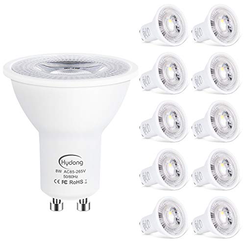 Bombilla LED GU10 8W Luz Calida 2700K, Equivalente 70W Halógena 720LM, Blanco Cálido, Ángulo de haz de 120°, No Regulable, AC 85-265V, Paquete de 10 Bombilla LED GU10 8W Luz Calida 2700K, Equivalente 70W Halógena 720LM, Blanco Cálido, Ángulo de haz de 120°, No Regulable, AC 85-265V, Paquete de 10