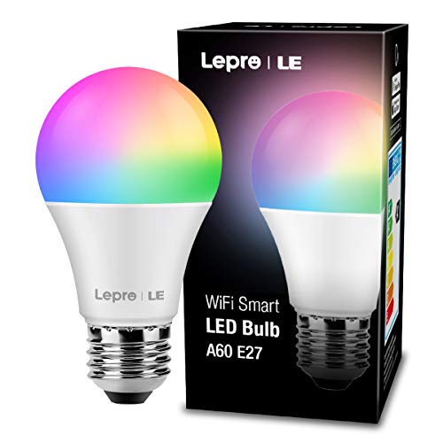 Bombilla LED Inteligente WiFi Regulable, LE Bombilla WiFi E27 9W Equivalente a 60W, 16 Millones de Colores 806 lúmen, Lámpara WiFi Luz RGBW Blanca 2700K-6500K Compatible con Alexa, Google Home,1 Pcs