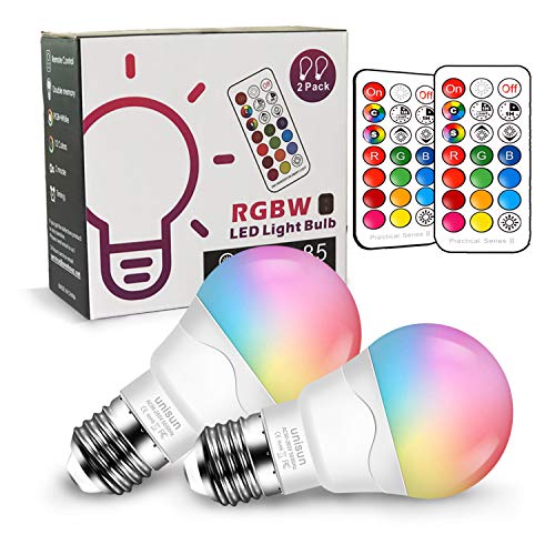 Bombillas de Colores, E27 6W RGBW LED Bombilla Cambio de Color Edison, RGB 12 Colore, Función de Memoria Dual, para Decoración para el hogar Bar Partido KTV Etapa Efecto luces (2 unidades)