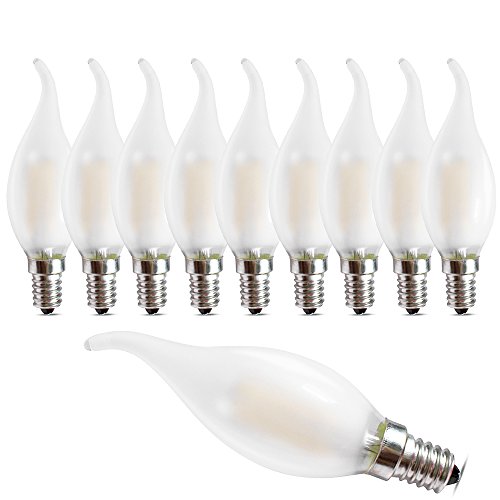 Bombillas LED esmeriladas de vela E14 LED filamento regulable 4 W LED filamento Candelabra Bombillas Blanco Cálido 2700 K C35 LED