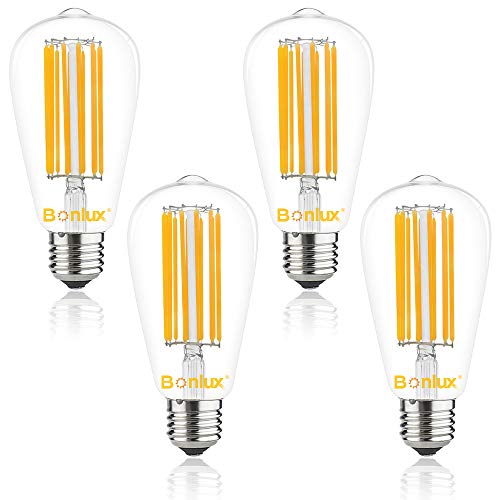 Bonlux 12W E27 ST64 LED Filamento Edison Vintage Bombilla con 1300 Lumenes, 360 grados de Iluminación, Reemplazo de 100W Hálogena Bombilla (4-Unidades, Luz Natural 4000K) Bonlux 12W E27 ST64 LED Filamento Edison Vintage Bombilla con 1300 Lumenes, 360 grados de Iluminación, Reemplazo de 100W Hálogena Bombilla (4-Unidades, Luz Natural 4000K)