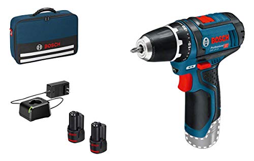 BOSCH 06019B690H - Taladro percutor a batería GSB 12V-15 Professional 12 V 2 Velocidades. 0-380/1.300 rpm. 30/14 Nm. Portabrocas de 10 mm. 1 kg (con batería incluida). Luz integrada.