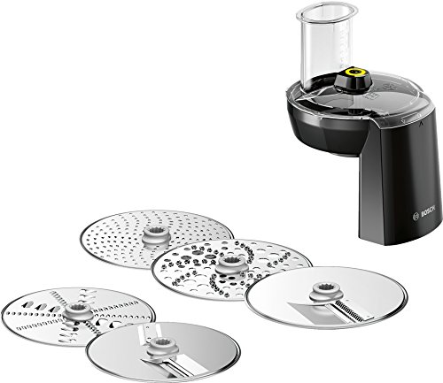 Bosch MUZ9VL1 Set cortador-rallador, accesorio opcional para robots de cocina OptiMUM, Stainless Steel, Acero y negro