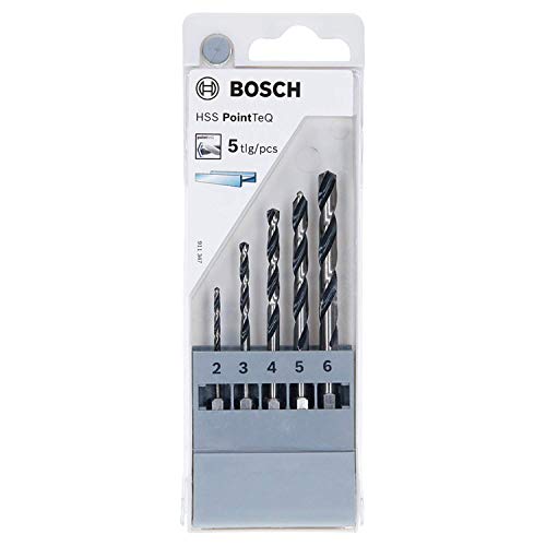 Bosch Professional Set de brocas hexagonales PointTeQ de 5 unidades , Ø: 2-6 mm, vástago hexagonal ¼", Accesorio para taladros de batería y taladros Bosch Professional Set de brocas hexagonales PointTeQ de 5 unidades , Ø: 2-6 mm, vástago hexagonal ¼", Accesorio para taladros de batería y taladros