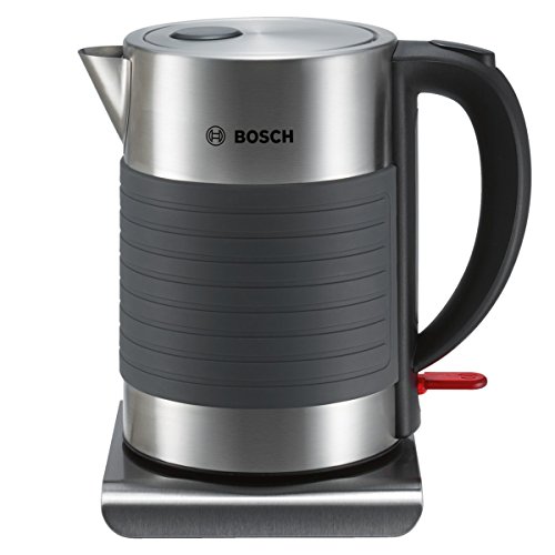 Bosch TWK7S05 Hervidor de agua de acero inoxidable y silicona antideslizante, 2200 W, capacidad de 1.7 litros