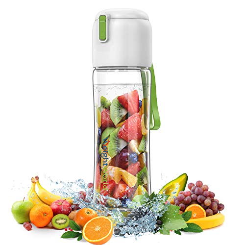 Botella de Agua Infusor para Frutas y Verduras, Botella Reutilizable 650/800 ml con Filtro para Disfrutar del Agua Mineral con sabores, Para Yoga, la Oficina o el Gimnasio, Sin BPA Ideal para Niños