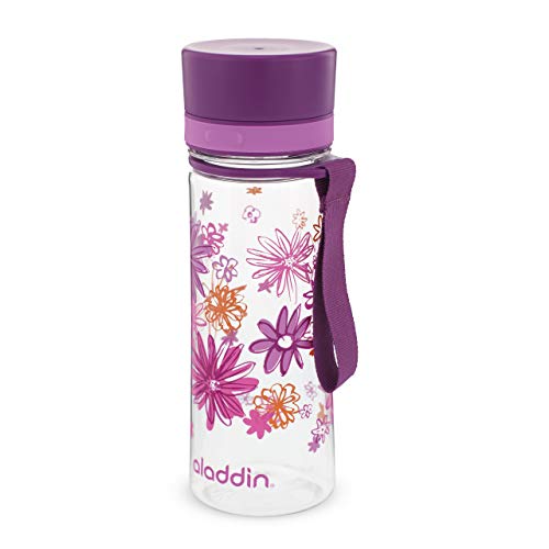 Botella de agua Serie Aveo Aladdin Morado 0.35L (gráficos) Antigoteo Amplia apertura para rellenar facilmente Resistente a manchas y olores Apto para lavavajillas Libre de BPA