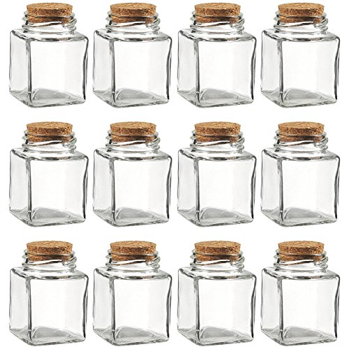 Botellas de vidrio transparente con tapón de corcho Juvale (paquete de 12) - Frascos pequeños transparentes con tapones - 100 ml