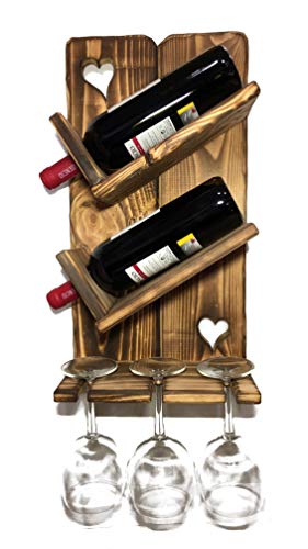 Botellero de Madera para Vino - Pequeño y de Montaje Sencillo, para Pared - Decoración para Colección de Vinos, Vinoteca, Cava