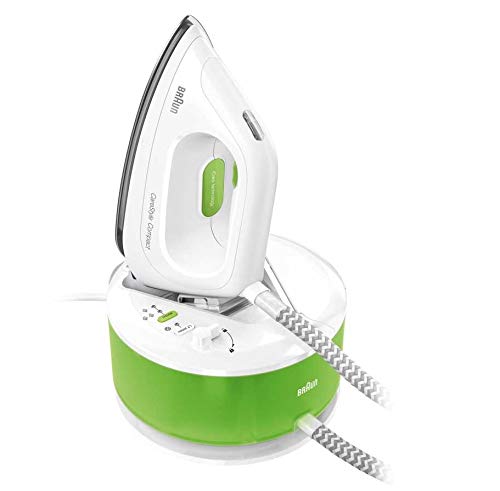 Braun CareStyle Compact IS2055GR - Centro de Planchado, Suela 3D Eloxal Plus, Potencia 2200 W, Depósito 1.3 L, Vapor Constante 125 g/min, Presión 5 bar y Golpe de Vapor 400 g/min, Blanco