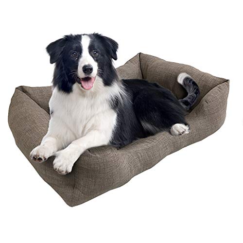 BRAVO HOME Cama para Perros y Gatos Colchón Perro de Color Gris y Bordes Salientes para Perros Pequeños, Medianos y Grandes (Tallas M,L), L-60x45cm